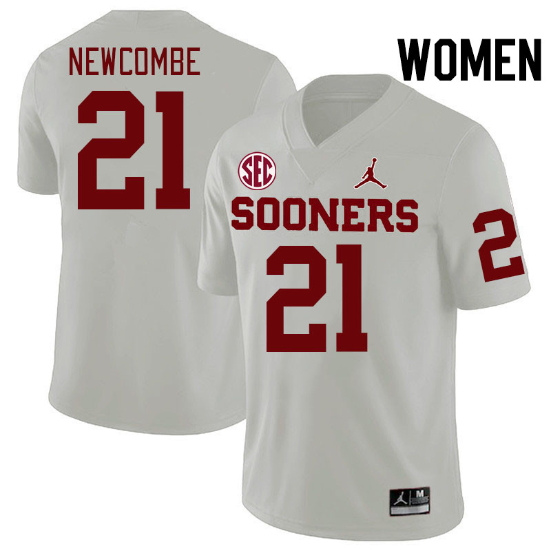 Women #21 Jeremiah Newcombe Oklahoma Sooners 2024 SEC Conference College Football Jerseys-White